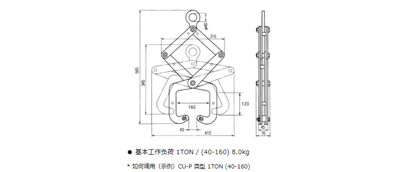 CU-P型三木混凝土夹钳参数