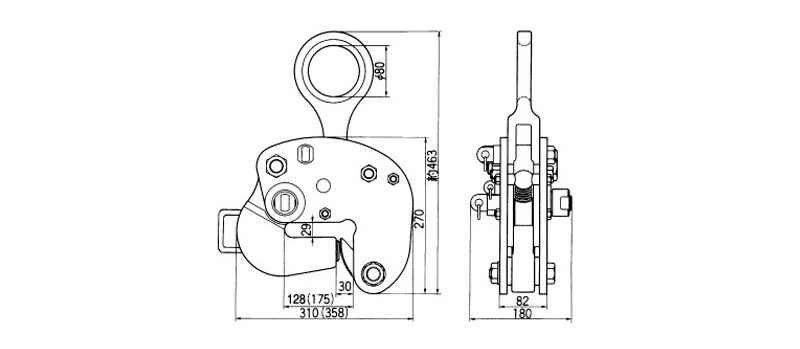 VL-102型三木钢板起重钳尺寸