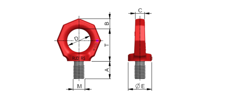RS路德螺栓型旋转吊环尺寸
