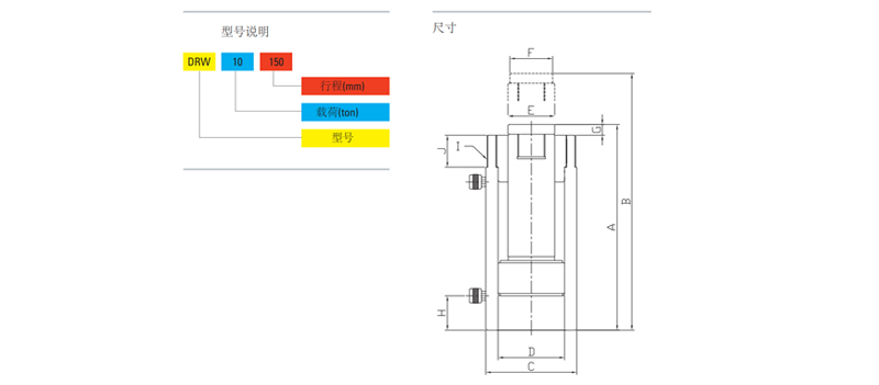 DRW型双作用分离式千斤顶尺寸