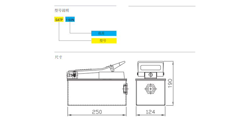 SATP型气动液压泵尺寸图