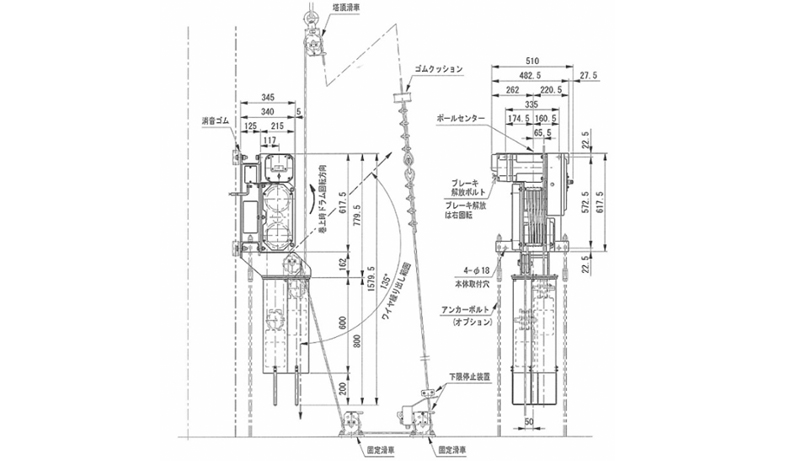 GXW型FUJI电动绞盘尺寸