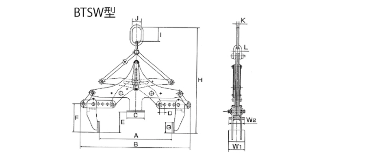 BTSW型鹰牌石材起吊用夹具尺寸