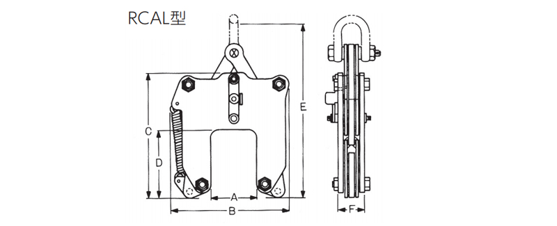 RCAL型鹰牌钢轨起重钳尺寸