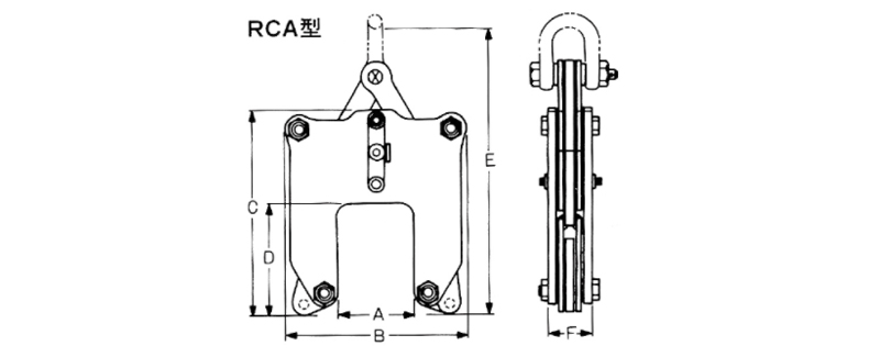 RCA型鹰牌钢轨起重钳尺寸