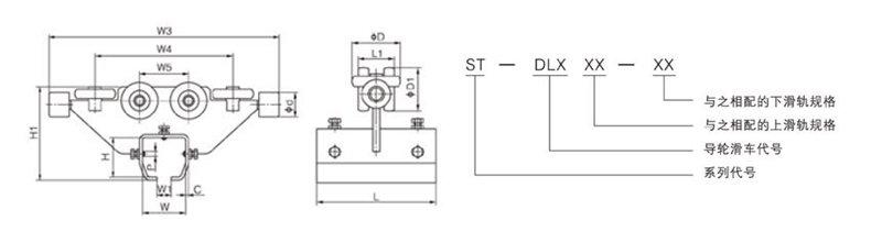 ST型导轨滑车尺寸