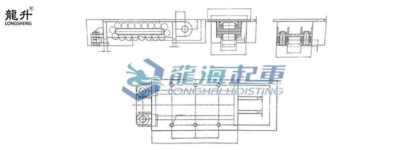 LHDZ-RF型载重滚轮小车尺寸展示图