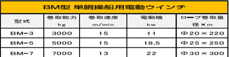 DAIDO BM电动卷扬机参数图