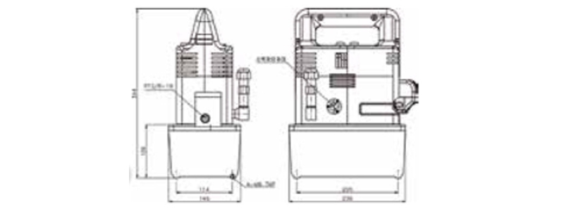 TECPOS TDPM 电动液压泵尺寸图