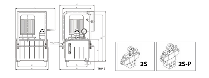 TECPOS TMP2电动液压泵尺寸图