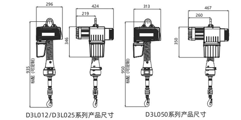 D3环链智能提升机尺寸图