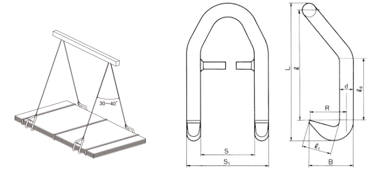 DD-B型三木钢板吊钩尺寸