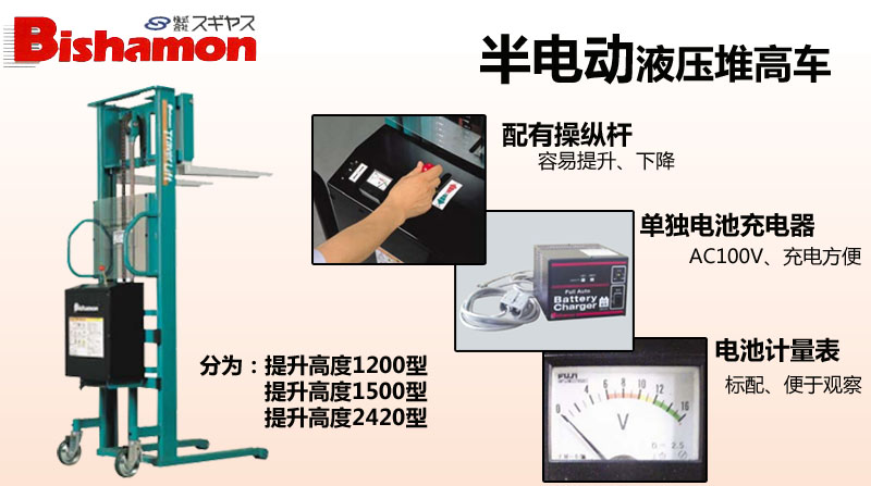 日本Bishamon半电动液压堆高车